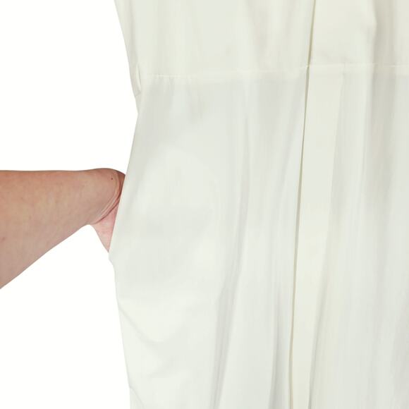 Aday Midi Dress sz S Women Super Swish Ivory Surplice Neck Rope Belt‎ Minimalist - Picture 11 of 15